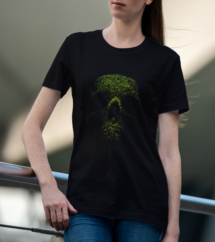 Hacker Skull Digital Code Matrix T-Shirt
