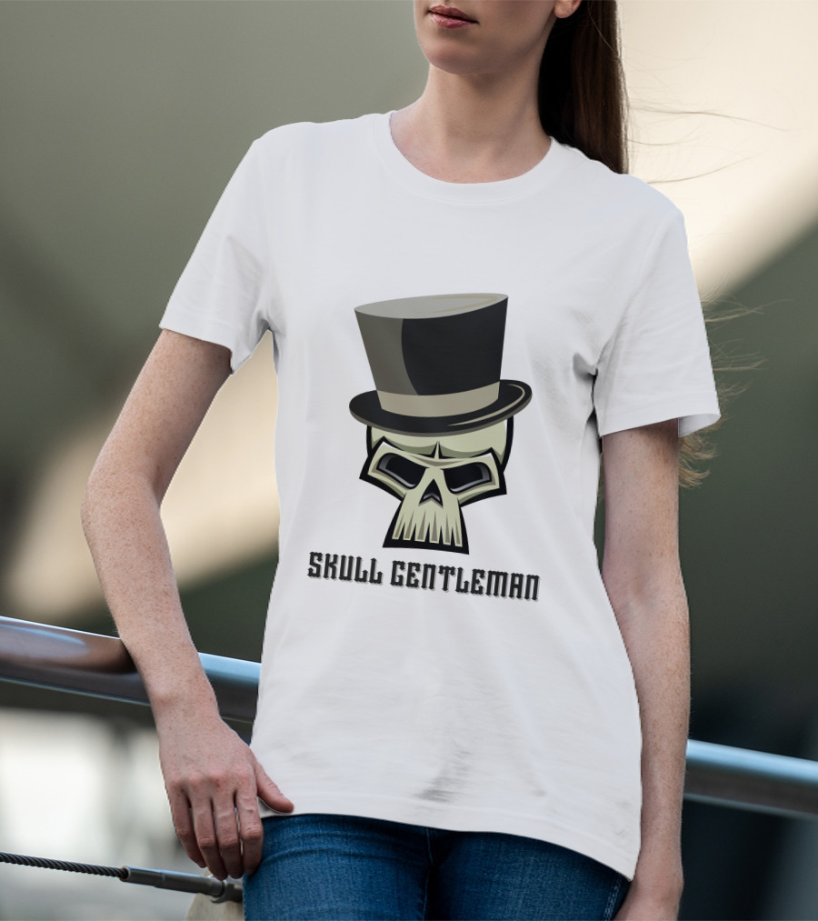 Skull Gentleman Noble Top Hat T-Shirt