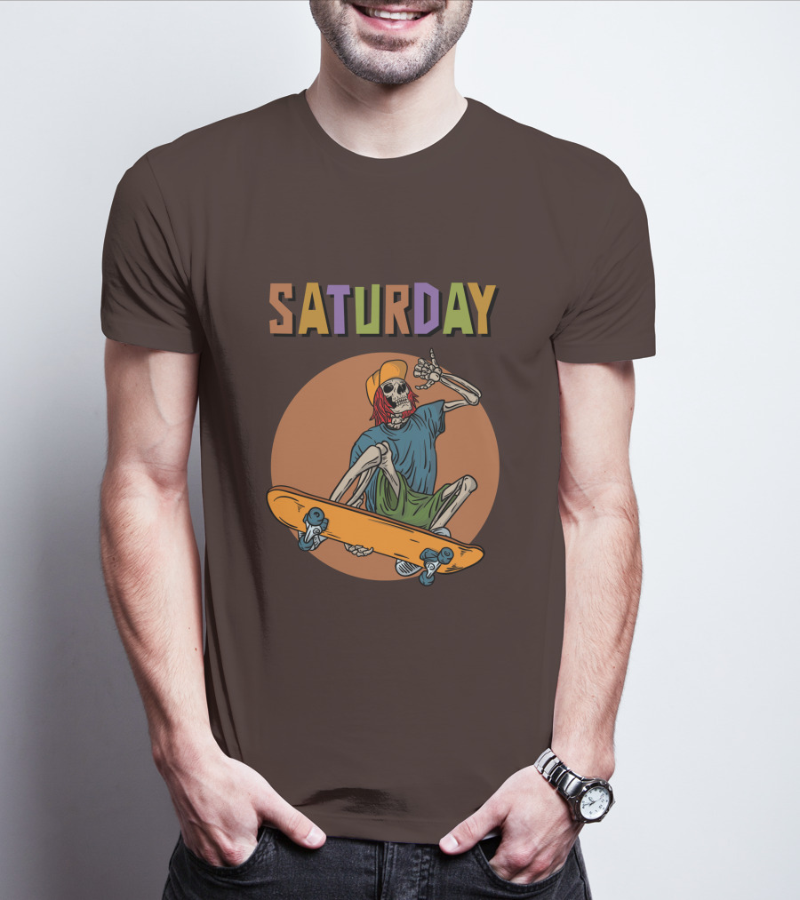SATURDAY Skeleton Skateboarder Vibe T-Shirt