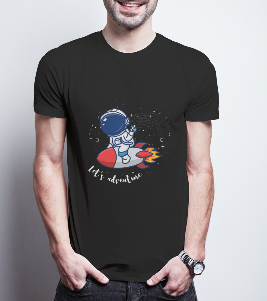 Cute Astronaut Let's Adventure Rocket Galaxy T-Shirt