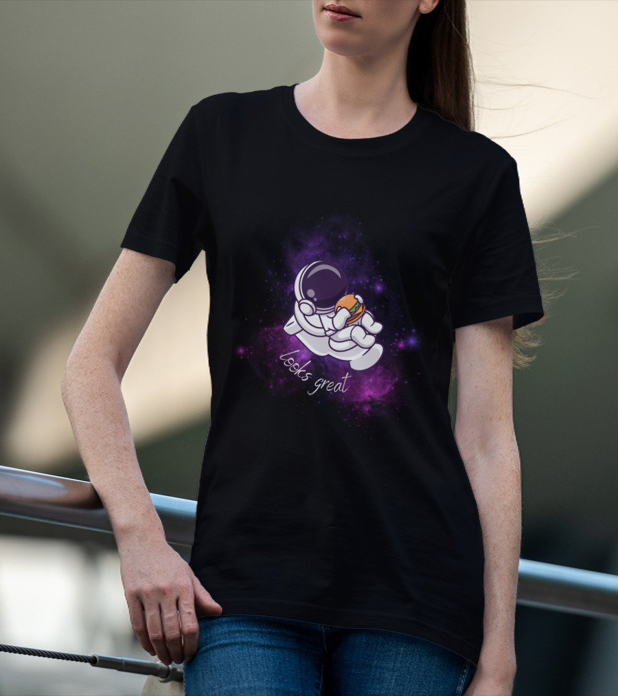 Astronaut Looks Great With Burger In Space T-Shirt