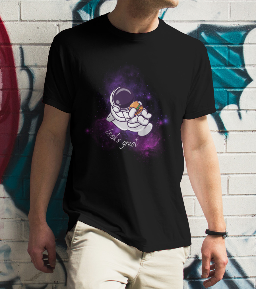 Astronaut Looks Great With Burger In Space T-Shirt