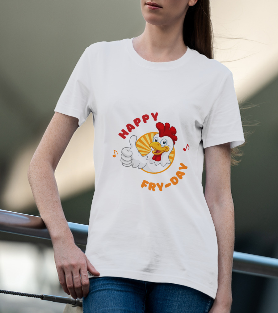 HAPPY FRY-DAY Chicken Thumbs Up With Musical Notes T-Shirt