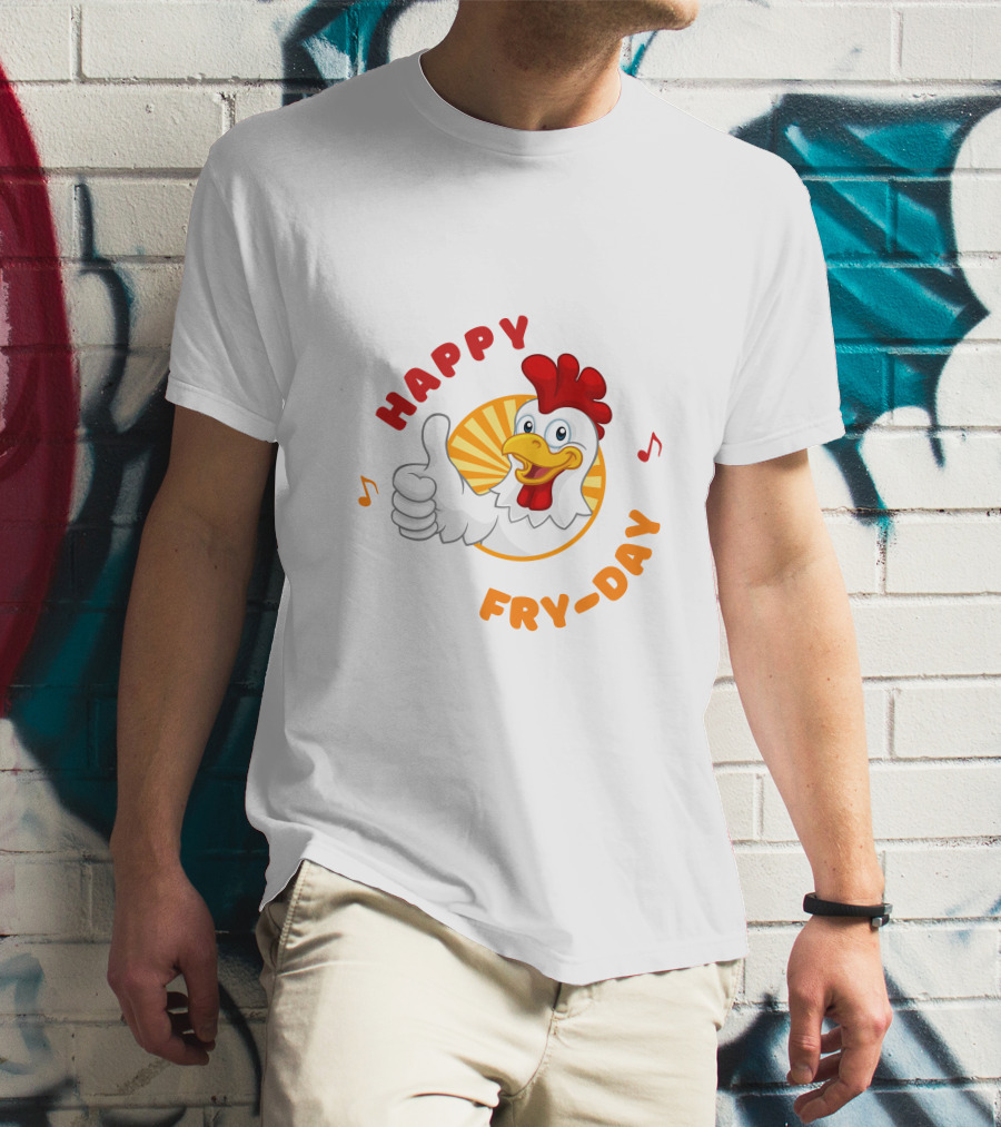 HAPPY FRY-DAY Chicken Thumbs Up With Musical Notes T-Shirt