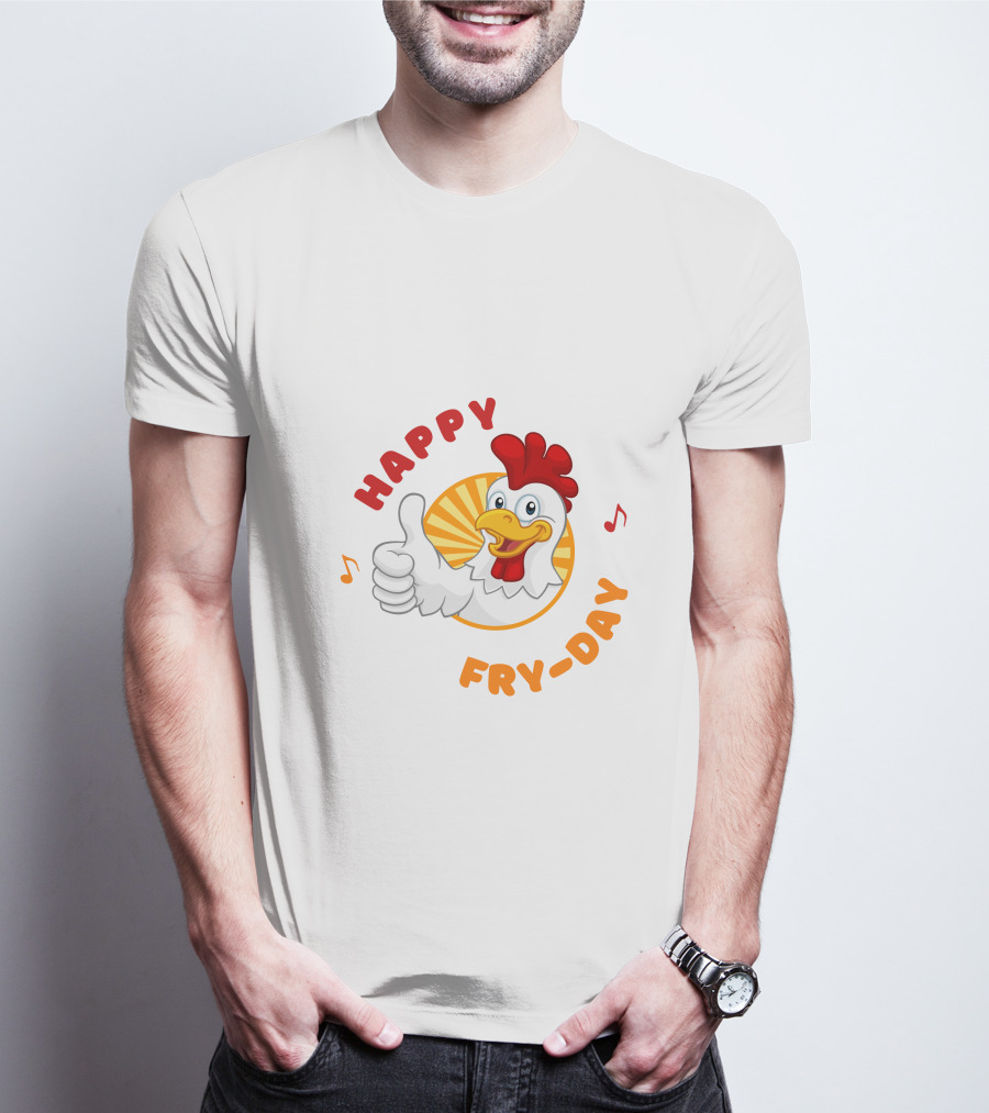 HAPPY FRY-DAY Chicken Thumbs Up With Musical Notes T-Shirt