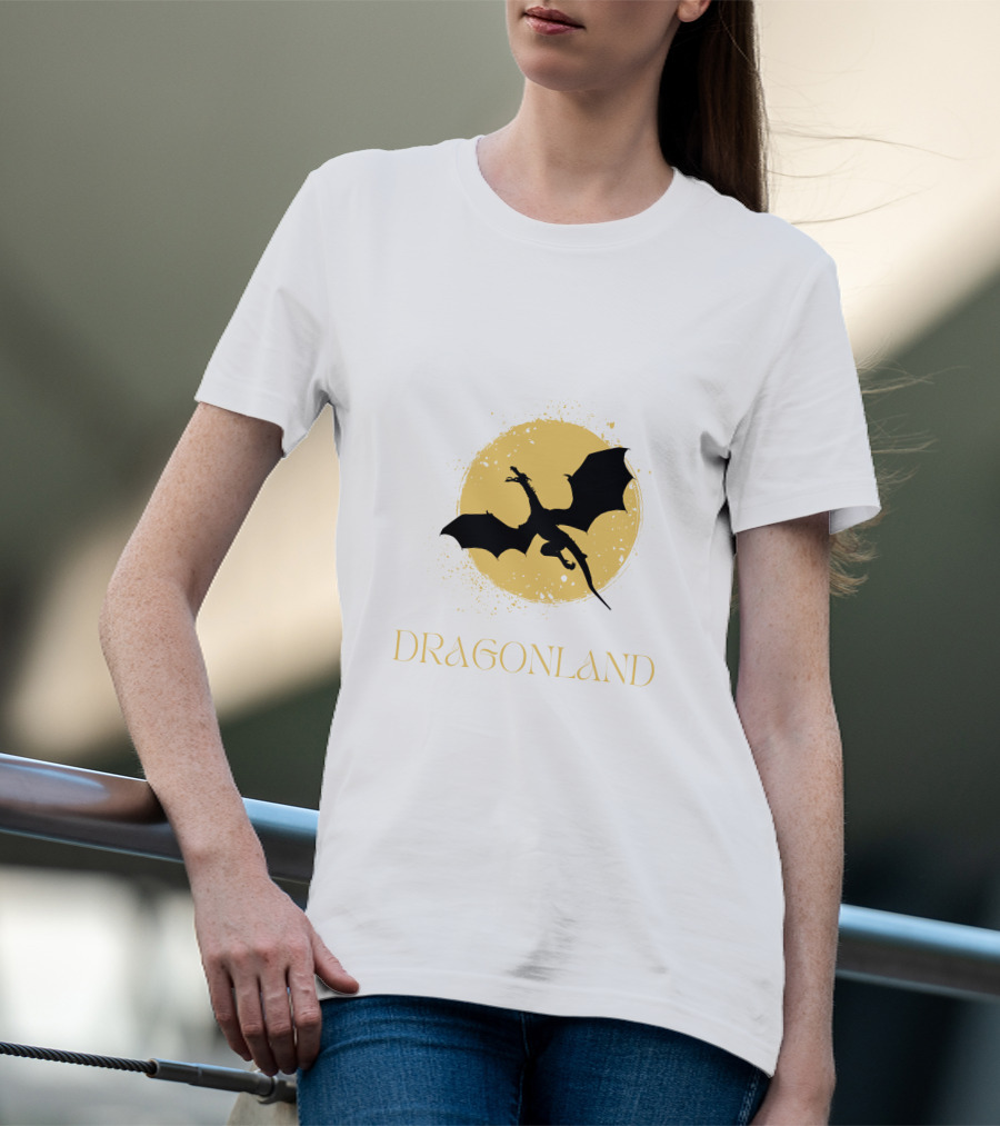 Dragonland Silhouette Against Moon T-Shirt