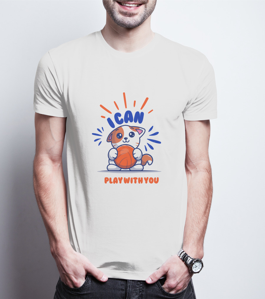 ICan Play With You Cat Holding Basketball T-Shirt