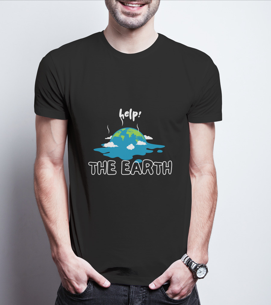 Help The Earth Melting Globe Clouds T-Shirt