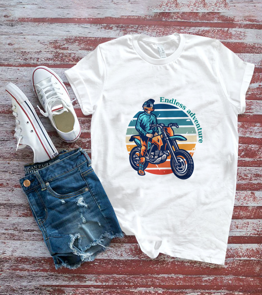 Endless Adventure Retro Motorcycle Rider T-Shirt
