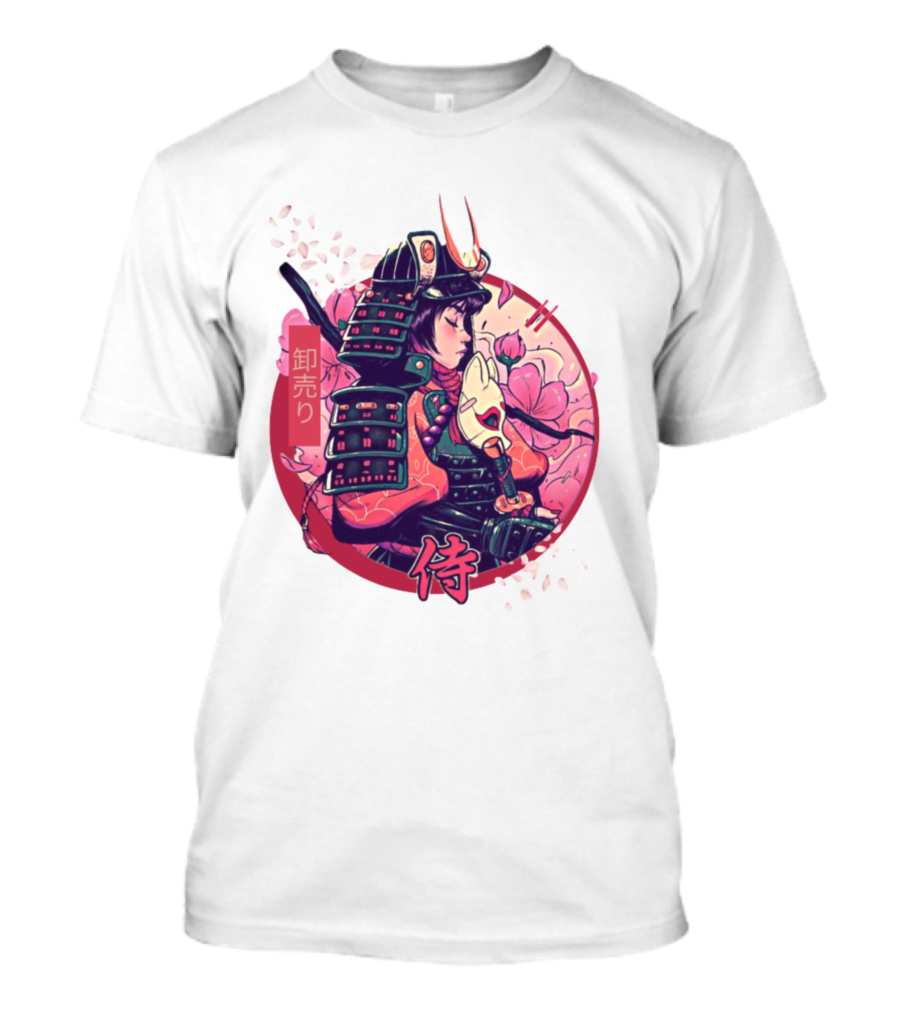 Samurai Girl Cherry Blossom Warrior Japan Kanji T-Shirt