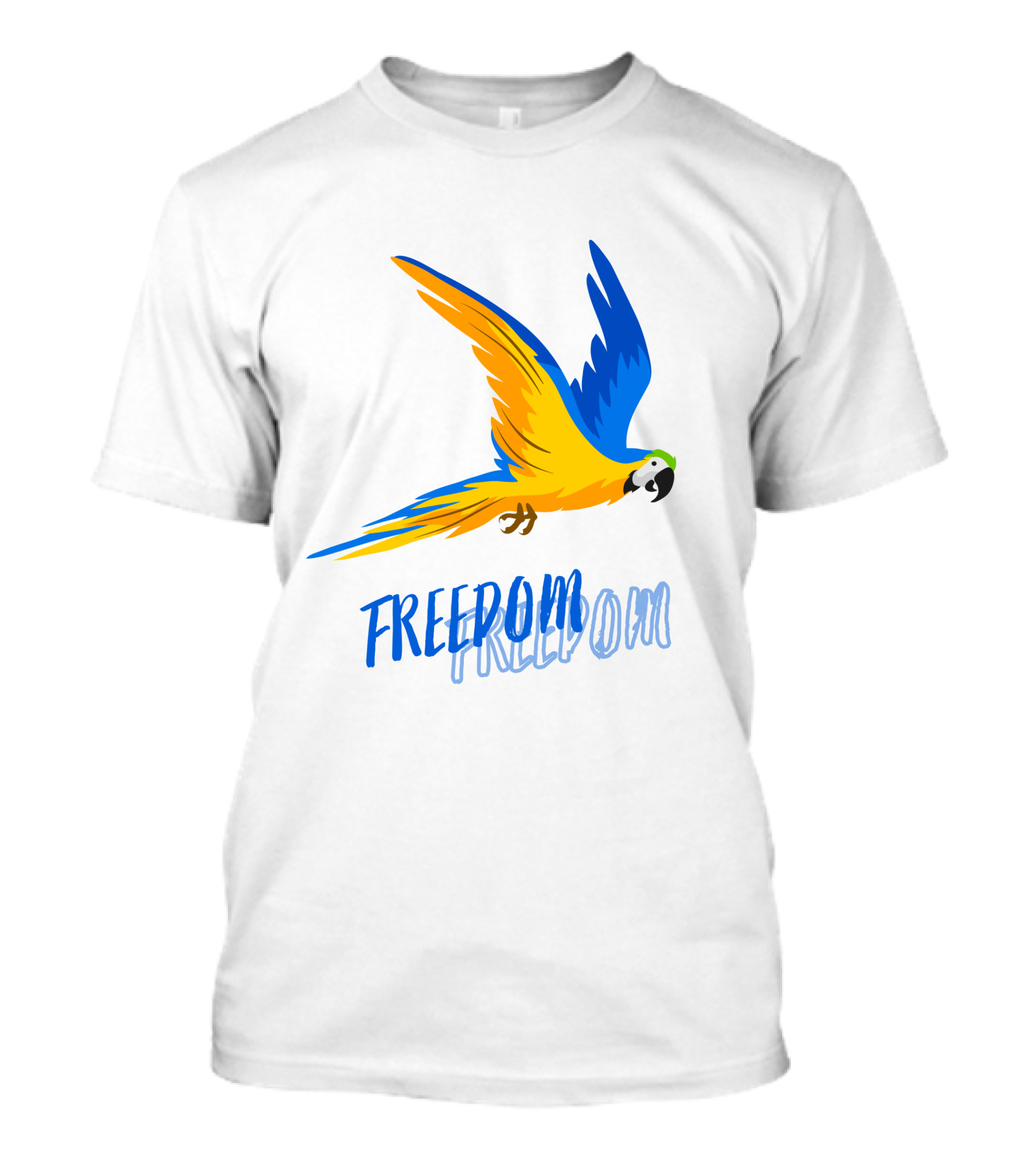FREEDOM Parrot Flight Blue Yellow Bird T-Shirt
