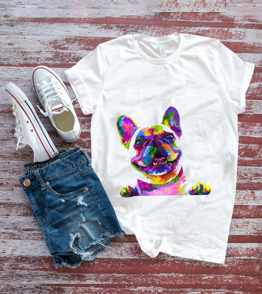Colorful Dog Pop Art French Bulldog T-Shirt