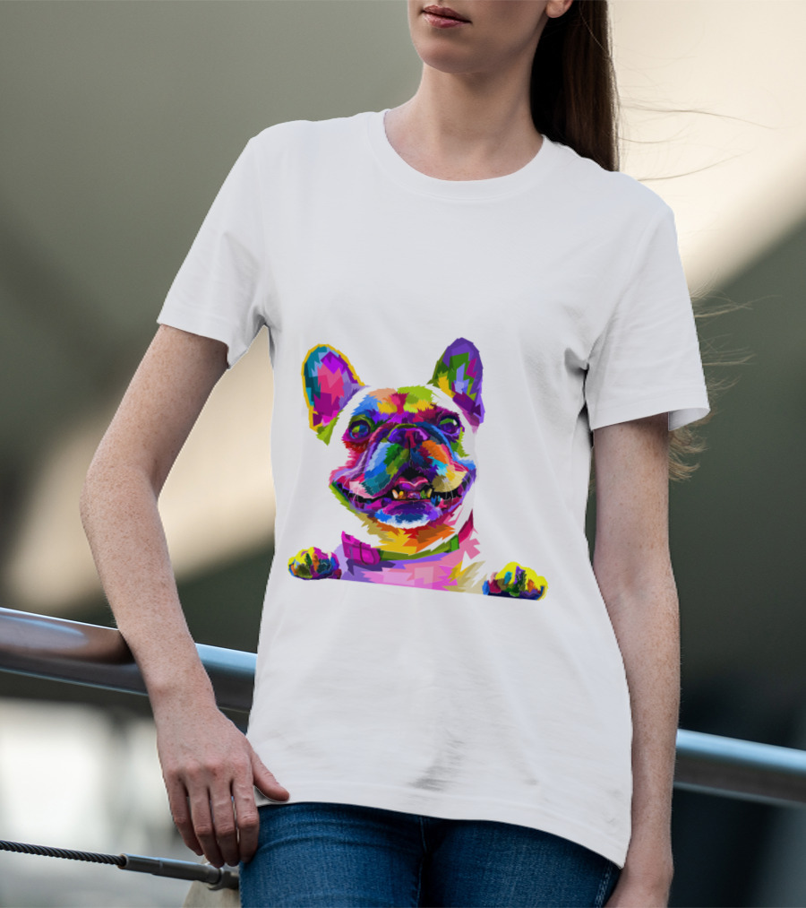 Colorful Dog Pop Art French Bulldog T-Shirt