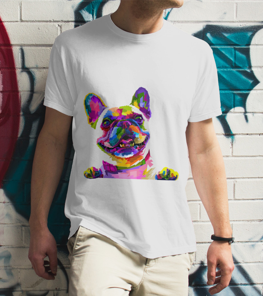Colorful Dog Pop Art French Bulldog T-Shirt