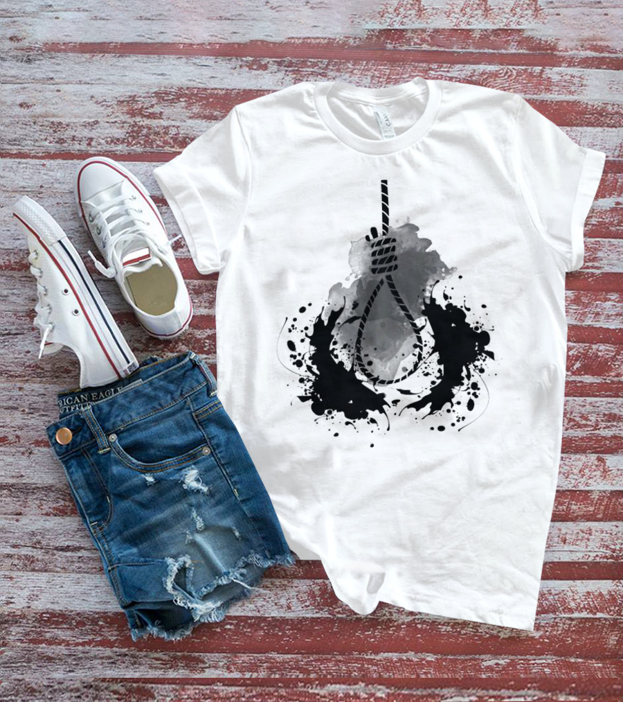 Rope Black And White Abstract Ink Splatter T-Shirt