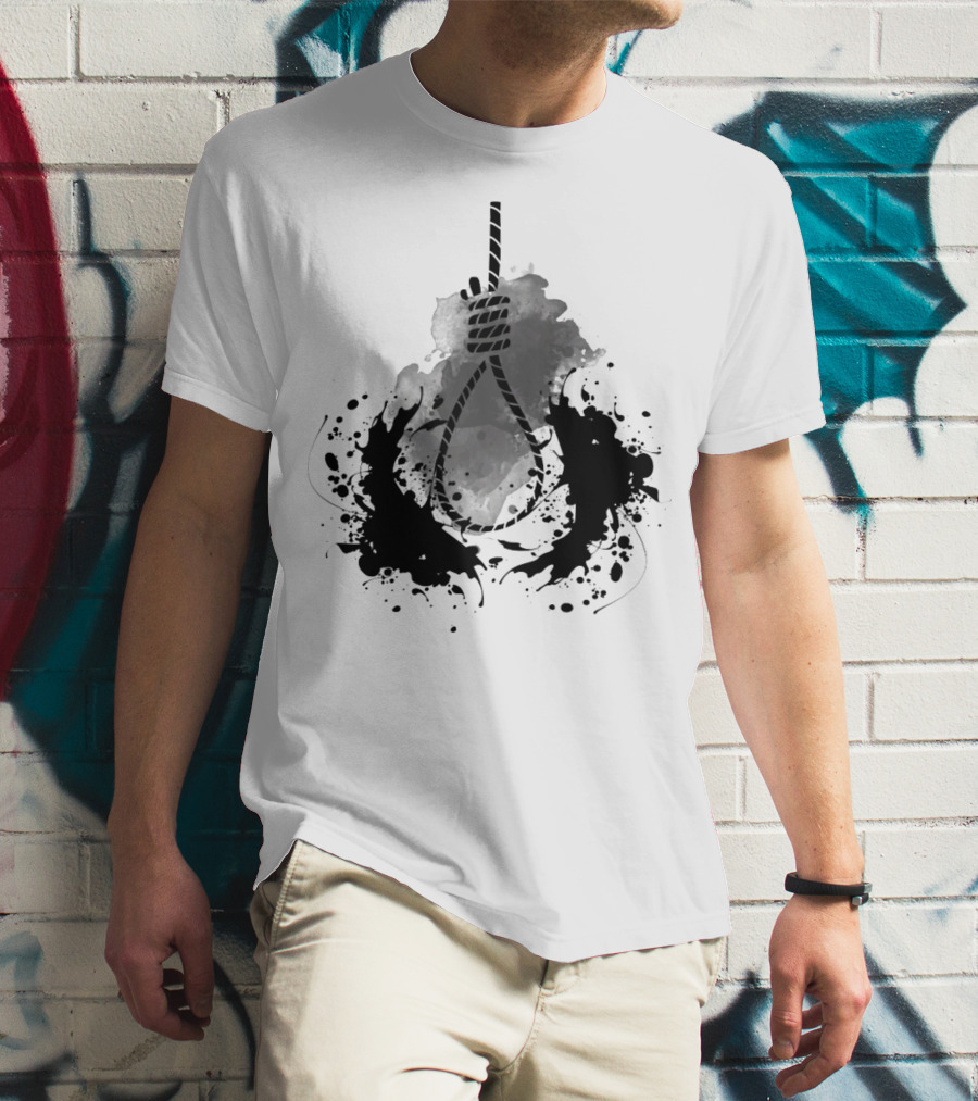 Rope Black And White Abstract Ink Splatter T-Shirt