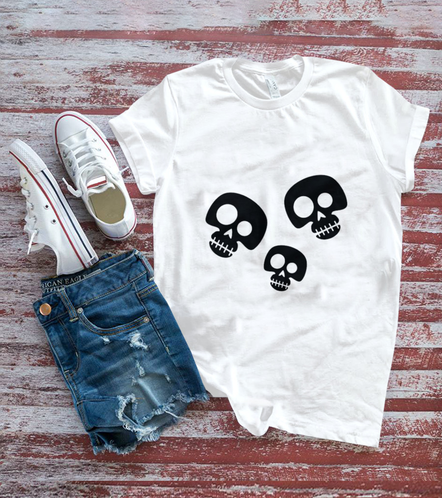 Skull Cute Trio Playful Black And White Skulls T-Shirt
