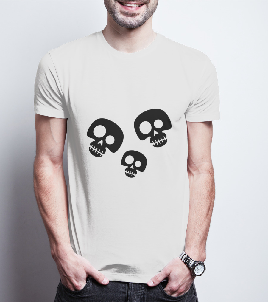 Skull Cute Trio Playful Black And White Skulls T-Shirt