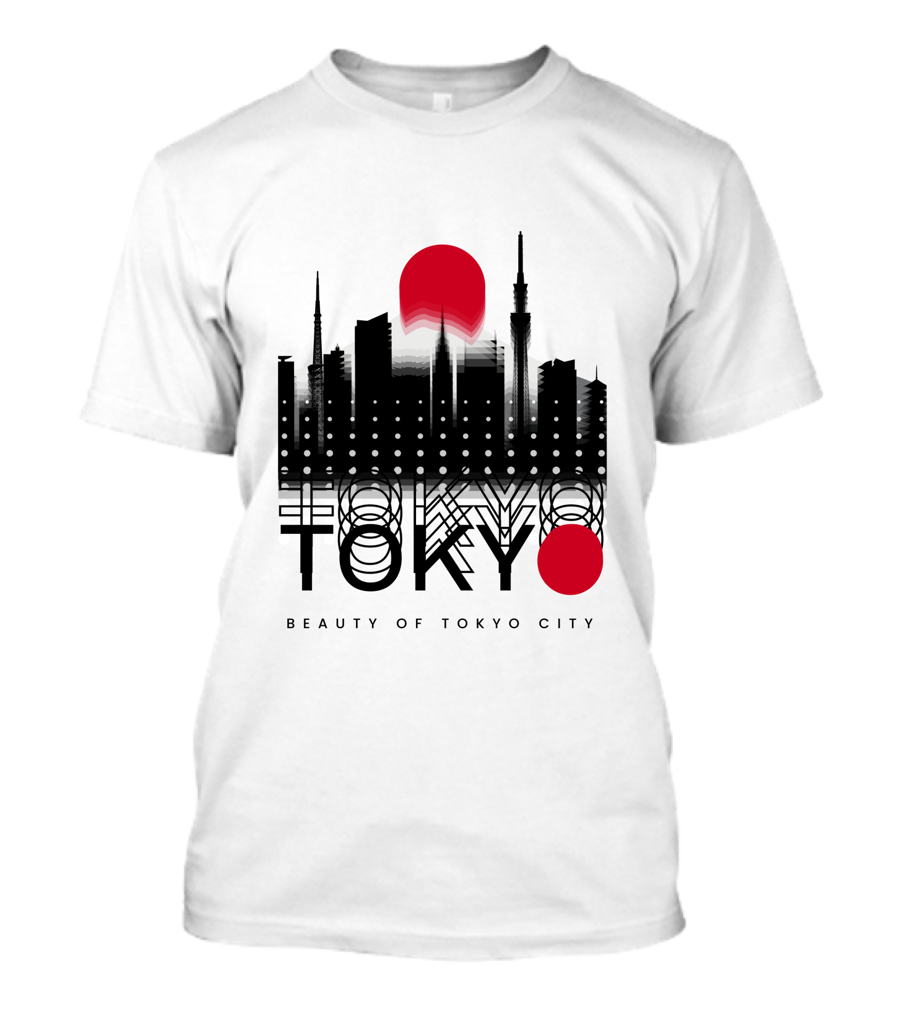 Tokyo Beauty Of Tokyo City Skyline Red Sun T-Shirt
