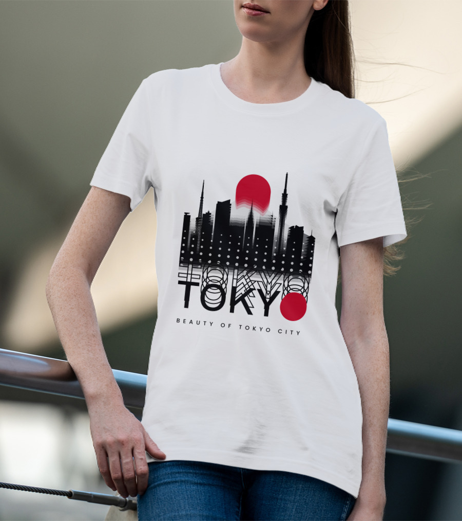 Tokyo Beauty Of Tokyo City Skyline Red Sun T-Shirt