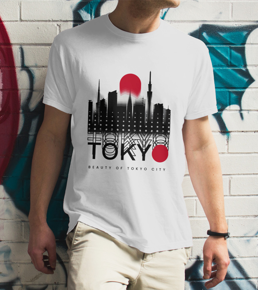 Tokyo Beauty Of Tokyo City Skyline Red Sun T-Shirt