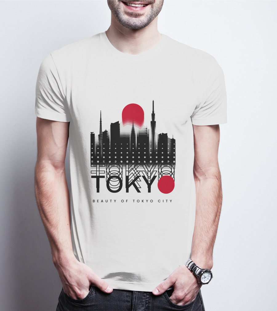 Tokyo Beauty Of Tokyo City Skyline Red Sun T-Shirt