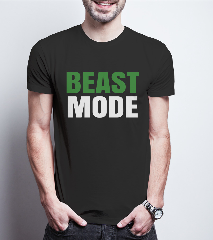 BEAST Mode Word Green Text Sports Motivation T-Shirt