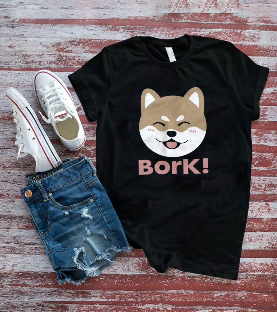 Bork Smiling Shiba Inu Dog Face T-Shirt