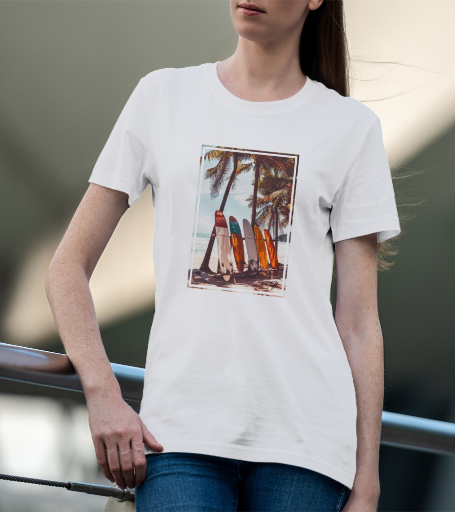 Tuff Surfboards Tropical Palm Beach Scene T-Shirt