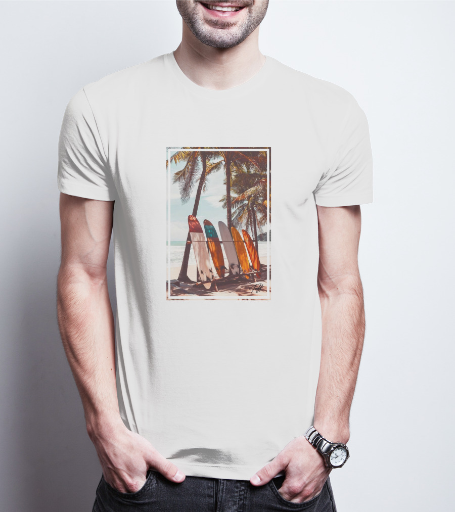 Tuff Surfboards Tropical Palm Beach Scene T-Shirt