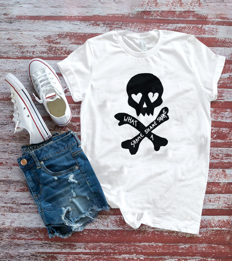 What A Shame Skull And Crossbones With Heart Eyes T-Shirt