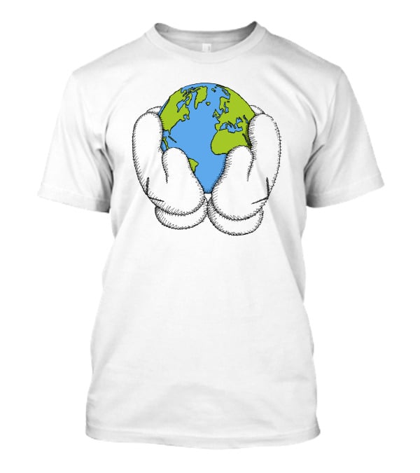 Peace For All Earth Held In Cartoon Gloves T-Shirt