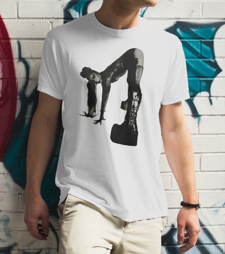 Lady Gaga Chromatica Black And White Striking Pose Platform Boots T-Shirt