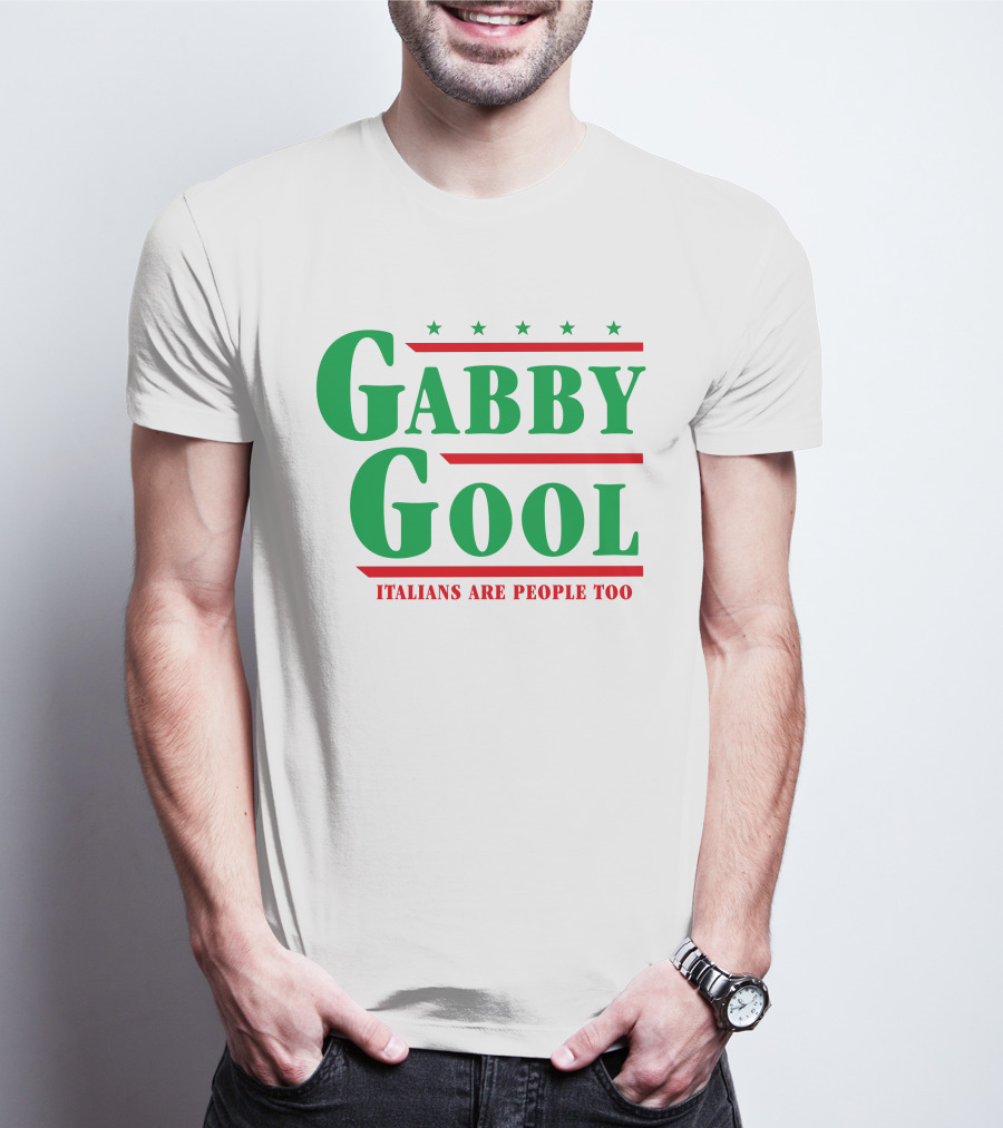 Gabby Gool Italians Are People Too Green Red Stars T-Shirt