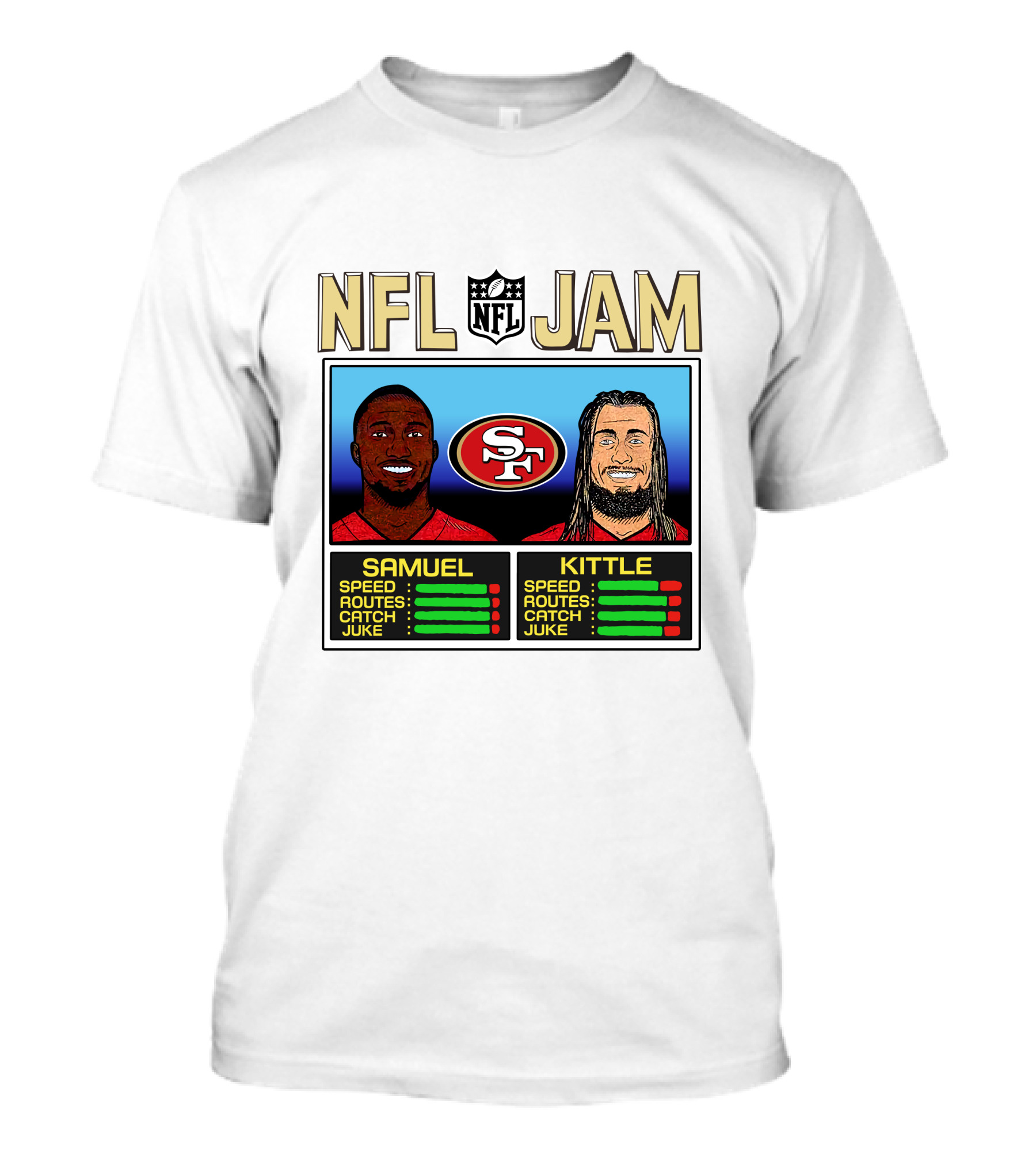 NFL Jam Deebo Samuel George Kittle San Francisco 49ers Speed Routes Catch Juke T-Shirt