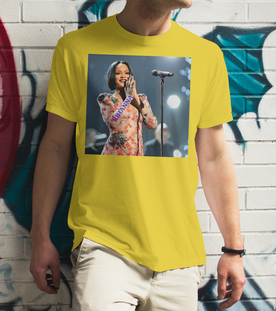 Rihanna Singer Songwriter Actress Performance Floral Dress T-Shirt