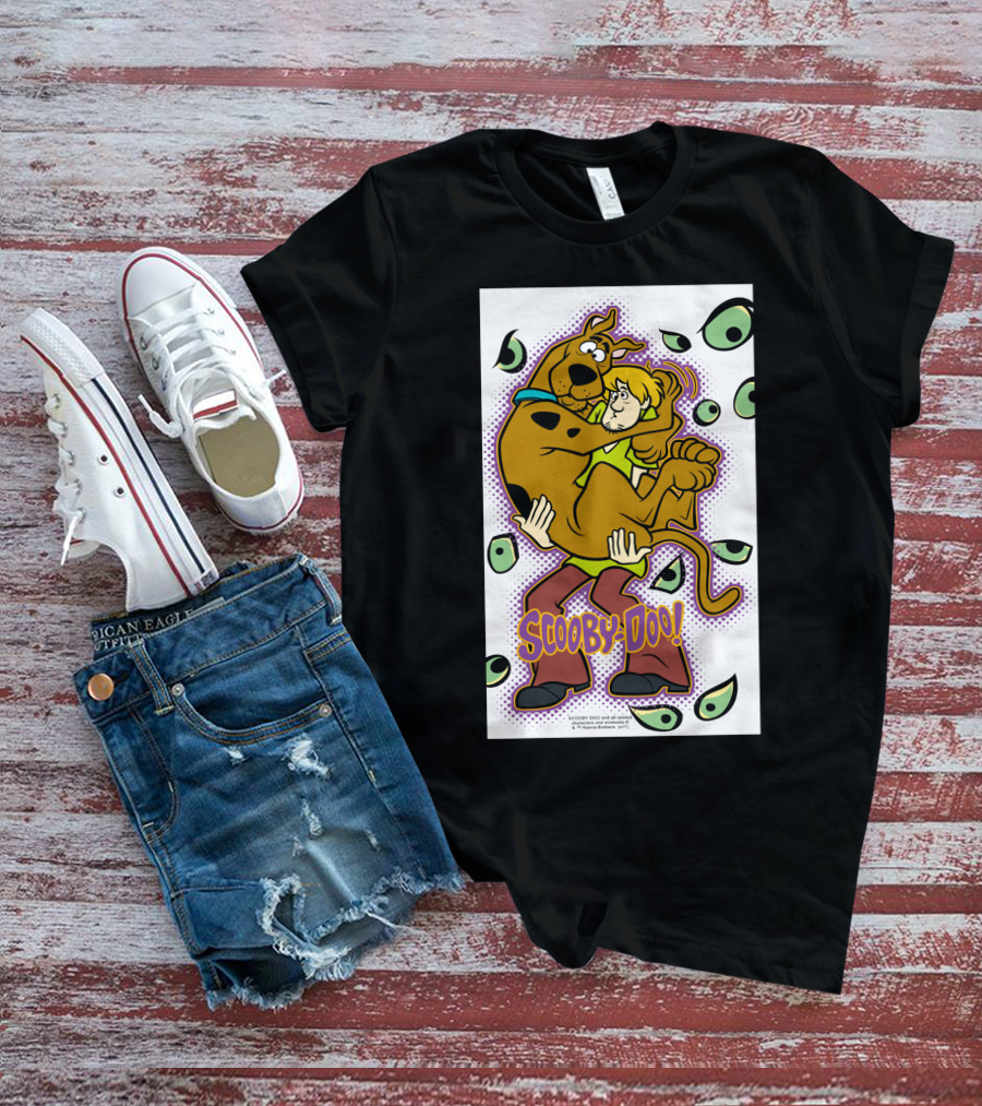 Scooby-Doo Shaggy Hug Surrounded By Eyes T-Shirt