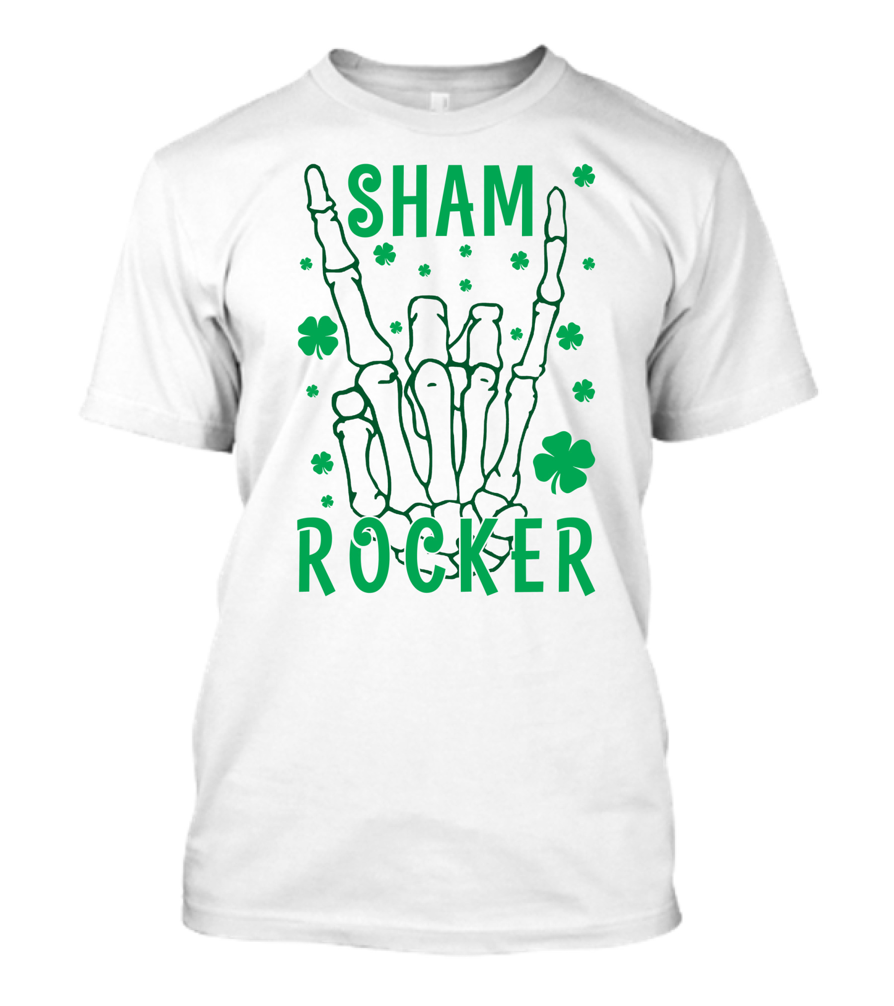 SHAM ROCKER Skeleton Hand With Shamrocks T-Shirt