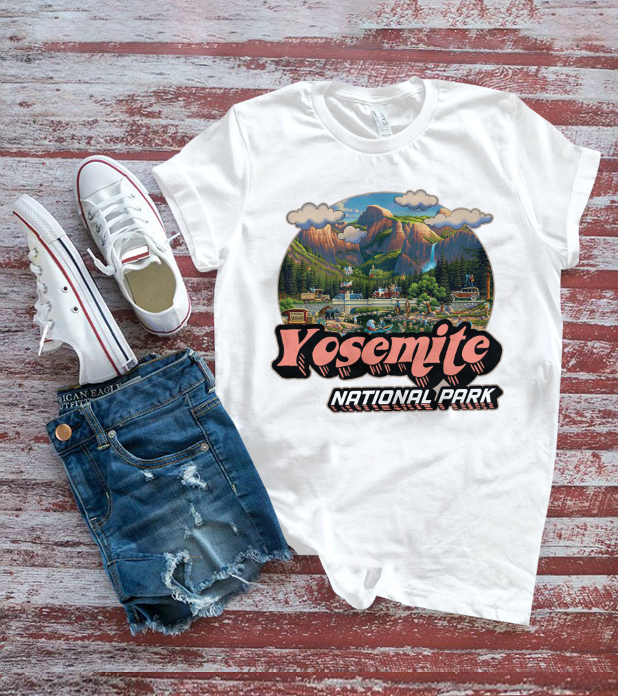 Yosemite National Park Vintage Scenic Mountains And Landscape T-Shirt