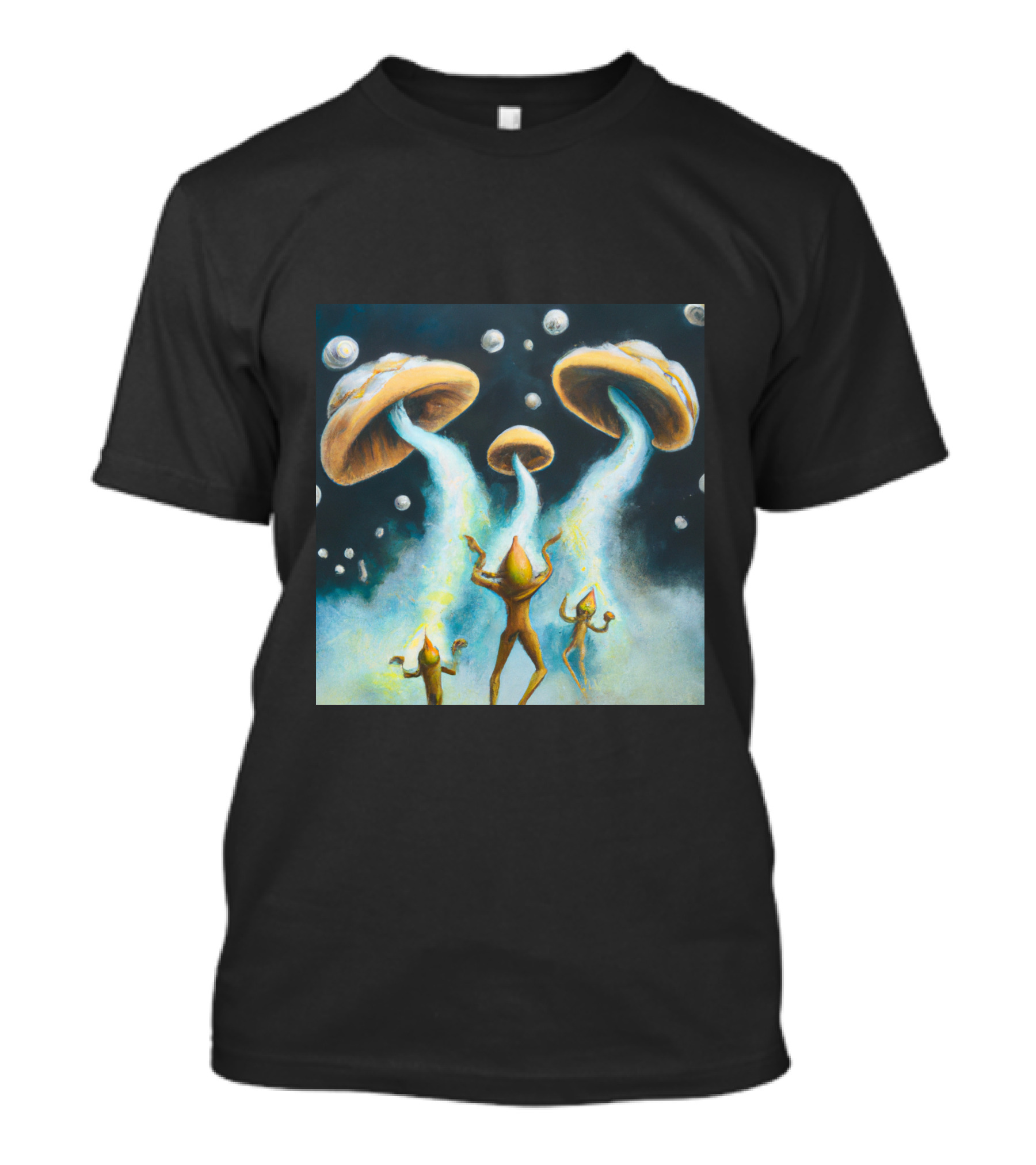 Style The Arrival Of Leman Alien Cosmic Encounter With Mushroom UFOs T-Shirt