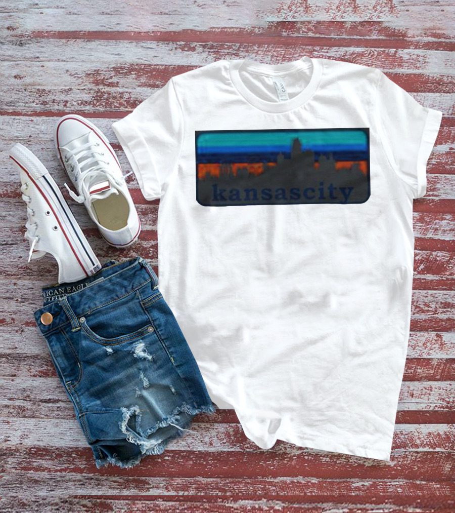 Kansas City Skyline Vintage Retro Sunset T-Shirt