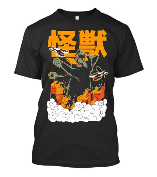 Kaiju No 8 Monster Cat Attack With Helicopters And Flames T-Shirt
