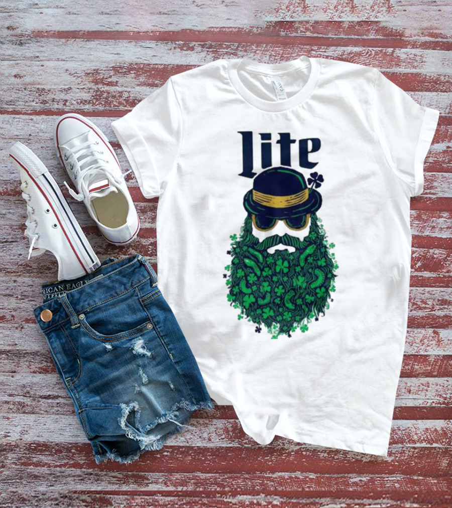 St Patrick’s Day Lite Hat And Green Beard With Shamrocks T-Shirt