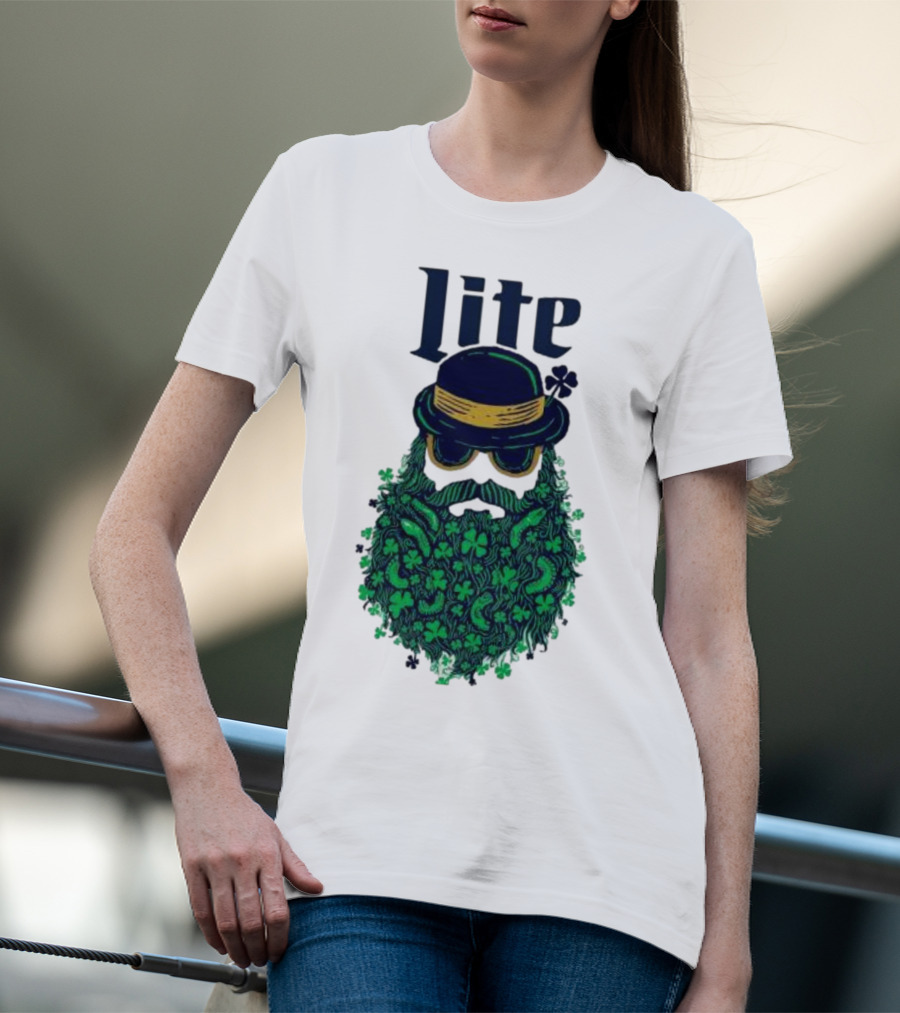 St Patrick’s Day Lite Hat And Green Beard With Shamrocks T-Shirt