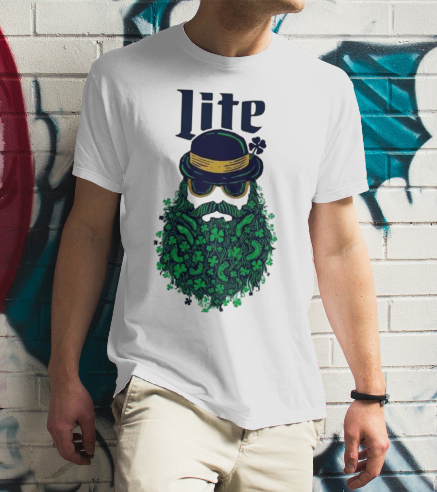 St Patrick’s Day Lite Hat And Green Beard With Shamrocks T-Shirt