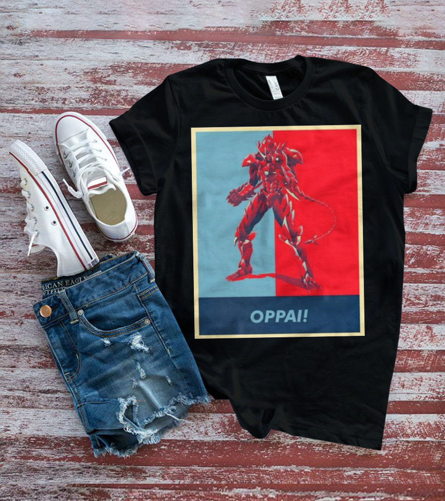 OPPAI Issei Hyoudou High School DxD Hope Style Mecha Fusion Red And Blue Dual Color Background T-Shirt