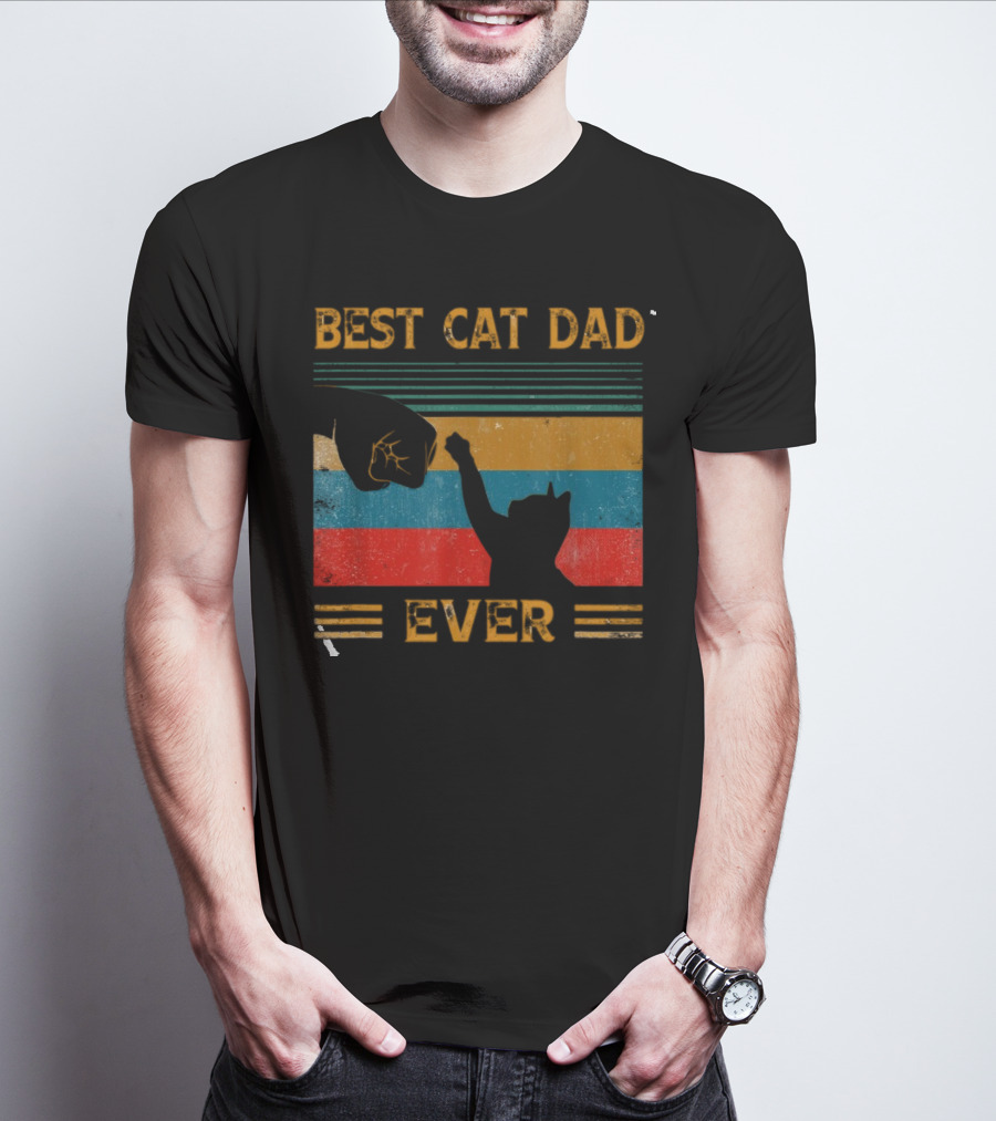 Best Cat Dad Ever Vintage Pet Lover Apparel Funny Kitty Clothes Cat Owners Cat Daddy T-Shirt