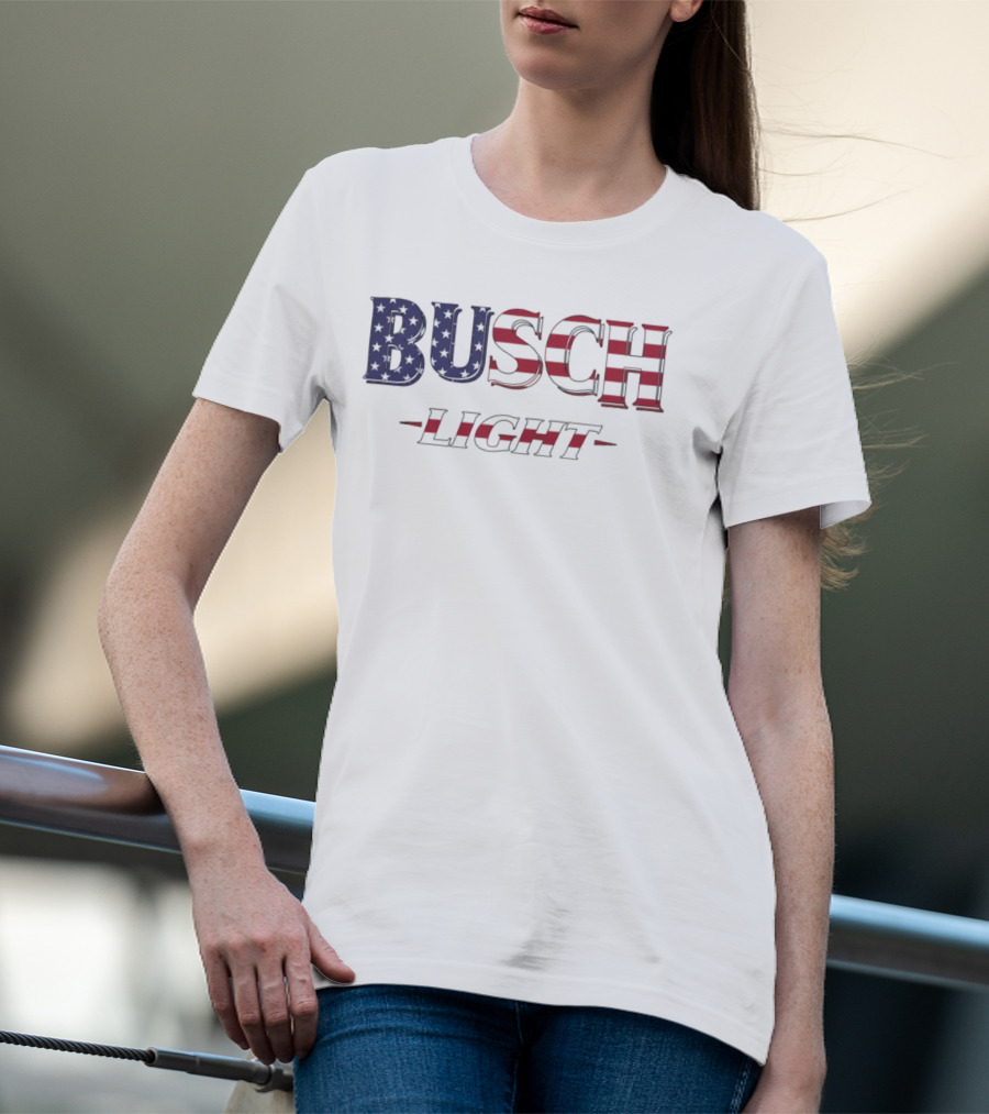Hardy Busch Light American Flag USA T-Shirt
