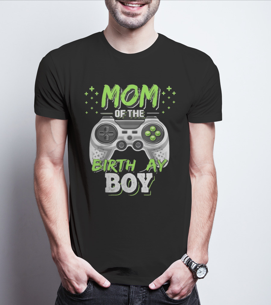 Mom Of The Birthday Boy Gamer Controller Matching Video Gamer Birthday Party T-Shirt