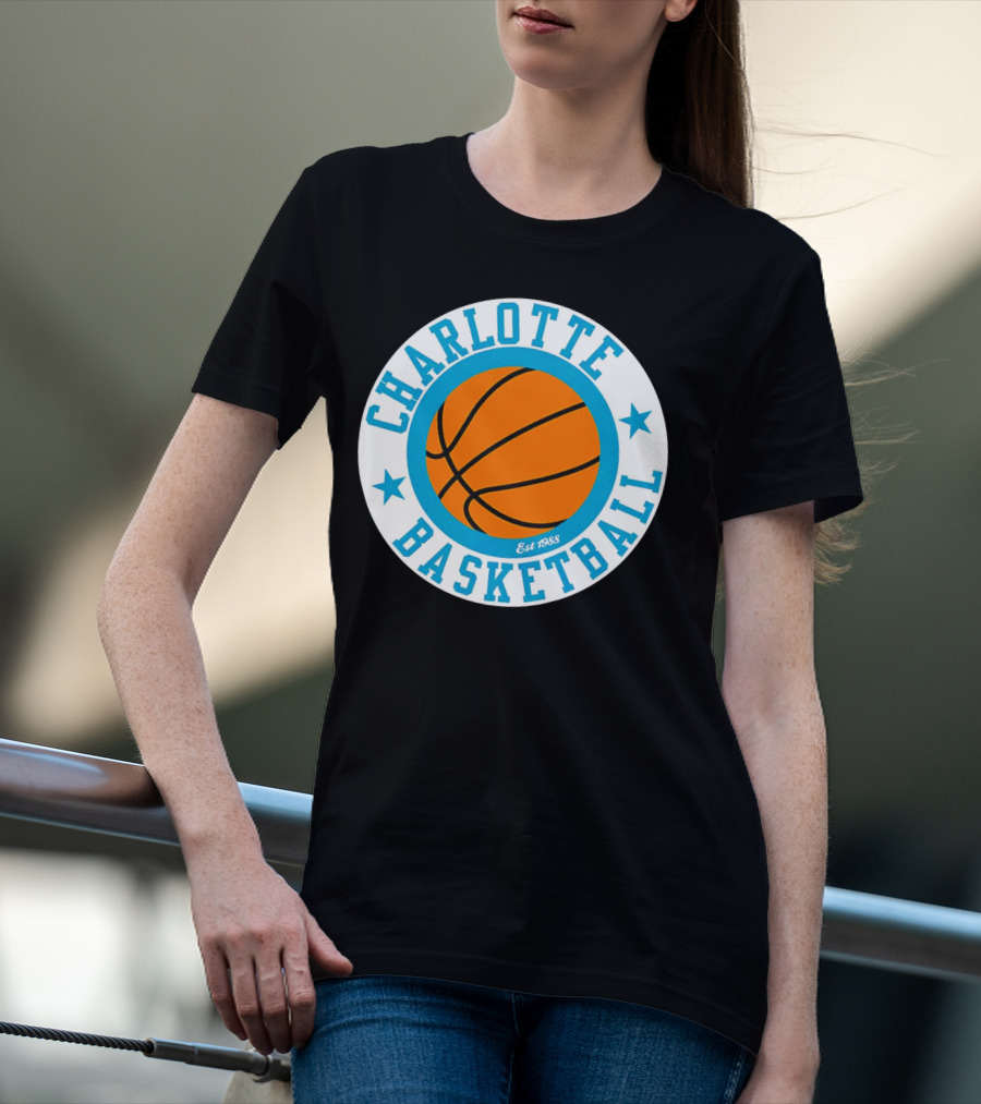 Charlotte Basketball Est 1988 Logo Vintage Style Circle Emblem T-Shirt